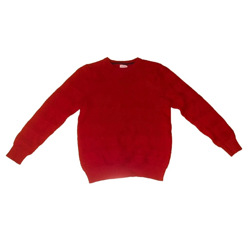 Cat & Jack Boys Crew Neck Ribbed Pullover  Red Size Large 12/14 — Worn Once